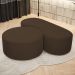 Kit Puff Redondo Lola e Puff Recamier Orgânico Orbit W01 Suede Marrom - Lyam Decor