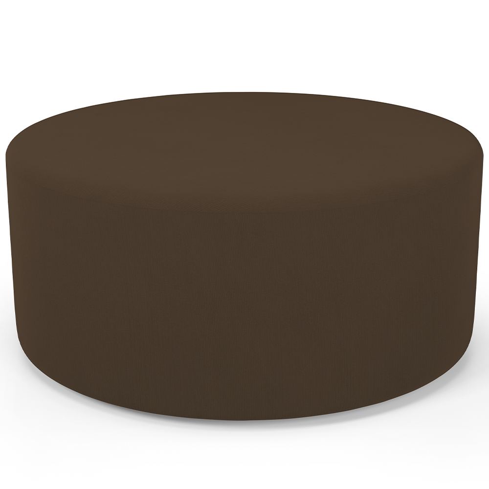 Kit Puff Redondo Lola e Puff Recamier Orgânico Orbit W01 Suede Marrom - Lyam Decor