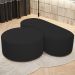 Kit Puff Redondo Lola e Puff Recamier Orgânico Orbit W01 Suede Preto - Lyam Decor