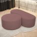 Kit Puff Redondo Lola e Puff Recamier Orgânico Orbit W01 Suede Rosê - Lyam Decor