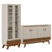 Kit Sala de Jantar Aparador Mason 04 Portas com Cristaleira Geórgia L05 Off White Freijó - Lyam Decor