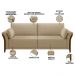 Kit Sofá 02 Lugares 162cm Com Poltrona Stefan Pés De Madeira M03 Linho Bege Escuro - Lyam Decor