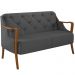 Kit Sofá 02 Lugares Sala Estar 135cm Com 02 Poltronas Coral Pés Madeira M03 Linho Chumbo - Lyam Decor