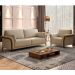 Kit Sofá 03 Lugares 222cm Com 02 Poltronas Stefan Pés Madeira M03 Linho Bege Escuro - Lyam Decor
