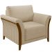 Kit Sofá 03 Lugares 222cm Com 02 Poltronas Stefan Pés Madeira M03 Linho Bege Escuro - Lyam Decor