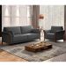 Kit Sofá 03 Lugares Sala Estar 222cm Com 02 Poltronas Stefan Pés Madeira M03 Linho Chumbo - Lyam Decor