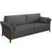Kit Sofá 03 Lugares Sala Estar 222cm Com 02 Poltronas Stefan Pés Madeira M03 Linho Chumbo - Lyam Decor