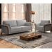 Kit Sofá 03 Lugares Sala Estar 222cm Com 02 Poltronas Stefan Pés Madeira M03 Linho Cinza - Lyam Decor