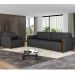 Kit Sofá 03 Lugares Sala Estar 223cm Com 02 Poltronas Flora Pés Madeira M03 Couríssimo Preto - Lyam Decor