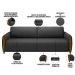 Kit Sofá 03 Lugares Sala Estar 223cm Com 02 Poltronas Flora Pés Madeira M03 Couríssimo Preto - Lyam Decor