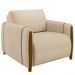 Kit Sofá 03 Lugares Sala Estar 223cm Com 02 Poltronas Flora Pés Madeira M03 Linho Bege - Lyam Decor