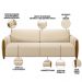Kit Sofá 03 Lugares Sala Estar 223cm Com 02 Poltronas Flora Pés Madeira M03 Linho Bege - Lyam Decor