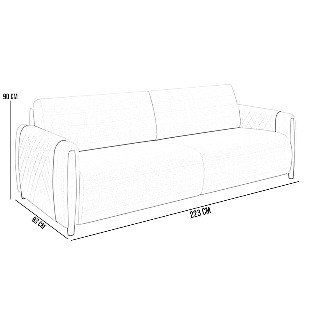 Kit Sofá 03 Lugares Sala Estar 223cm Com 02 Poltronas Flora Pés Madeira M03 Linho Bege - Lyam Decor