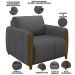 Kit Sofá 03 Lugares Sala Estar 223cm Com 02 Poltronas Flora Pés Madeira M03 Linho Chumbo - Lyam Decor