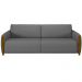 Kit Sofá 03 Lugares Sala Estar 223cm Com 02 Poltronas Flora Pés Madeira M03 Linho Chumbo - Lyam Decor