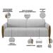 Kit Sofá 03 Lugares Sala Estar 223cm Com 02 Poltronas Flora Pés Madeira M03 Veludo Cinza - Lyam Decor