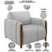 Kit Sofá 03 Lugares Sala Estar 223cm Com 02 Poltronas Flora Pés Madeira M03 Veludo Cinza - Lyam Decor