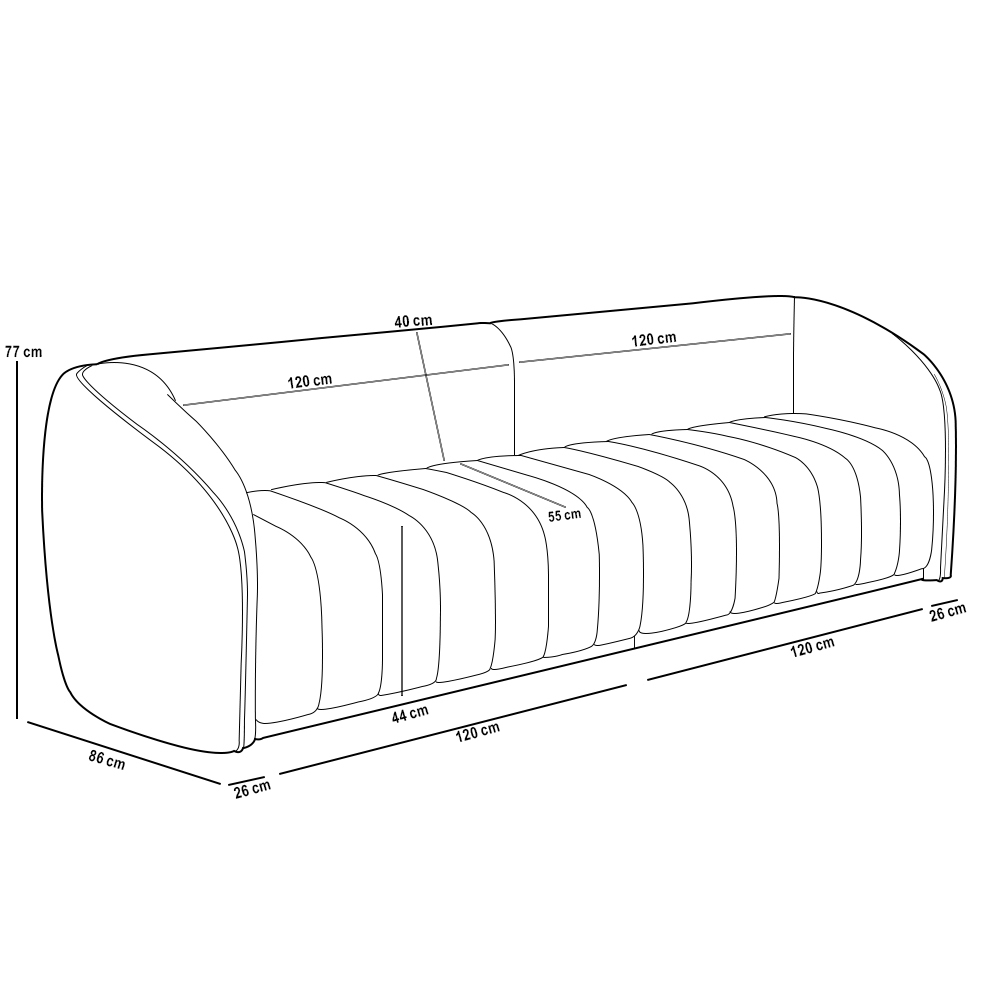 Kit Sofá 04 Lugares Para Sala 292 cm com 02 Poltronas Lazio M03 Couríssimo Whisky - Lyam Decor