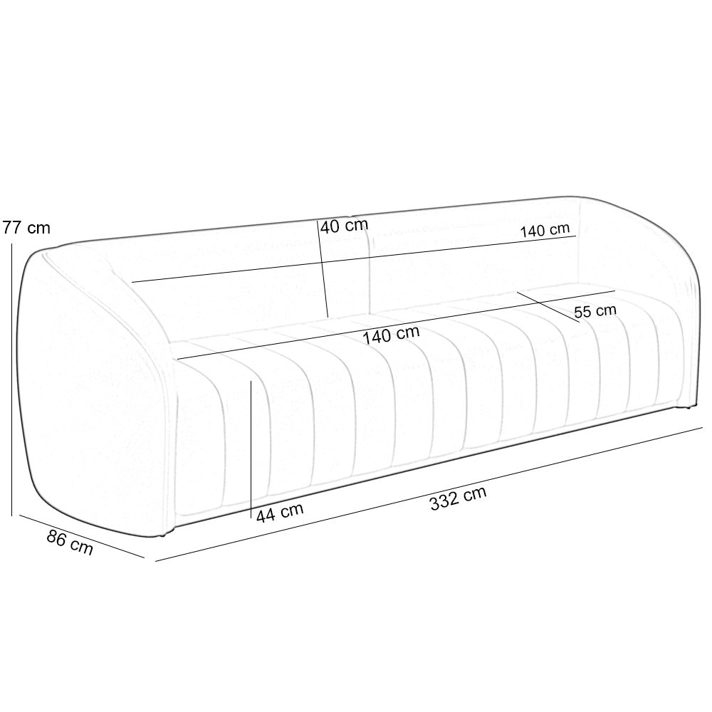 Kit Sofá 05 Lugares Para Sala 332 cm com 02 Poltronas Lazio M03 Couríssimo Whisky - Lyam Decor