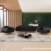 Kit Sofá 2 Lugares 150cm Com 2 Poltronas Molino Pés D'ouro D02 Couríssimo Preto B-159 - Lyam Decor
