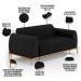 Kit Sofá 2 Lugares 150cm Com 2 Poltronas Molino Pés D'ouro D02 Linho Chumbo D-465 - Lyam Decor