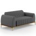 Kit Sofá 2 Lugares 150cm Com 2 Poltronas Molino Pés D'ouro D02 Linho Cinza Escuro C-416 - Lyam Decor