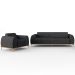 Kit Sofá 2 Lugares 150cm Com Poltrona Molino Pés D'ouro D02 Linho Cinza Escuro C-416 - Lyam Decor