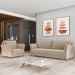 Kit Sofá 2 Lugares 164cm Com 01 Poltronas Álamo M03 Veludo Bege - Lyam Decor