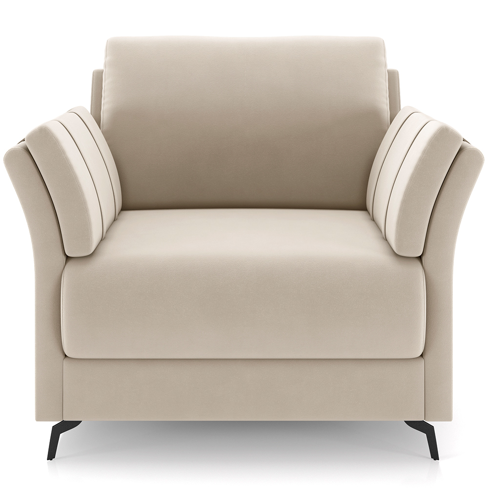 Kit Sofá 2 Lugares 164cm Com 01 Poltronas Álamo M03 Veludo Bege - Lyam Decor