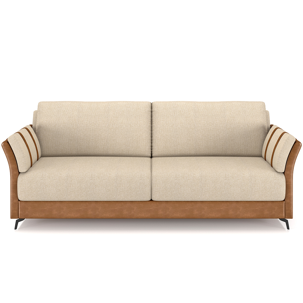 Kit Sofá 2 Lugares 164cm Com 02 Poltrona Álamo M03 Couríssimo Whisky Linho Bege - Lyam Decor