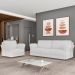 Kit Sofá 2 Lugares 164cm com 02 Poltronas Álamo M03 Bouclê Branco - Lyam Decor