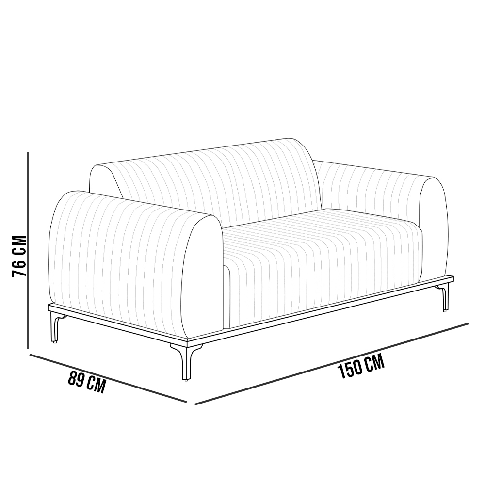 Kit Sofá 2 Lugares Sala Estar 150cm Com Poltrona Molino Pés D'ouro D02 Linho Cru C-443 - Lyam Decor