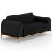 Kit Sofá 3 Lugares 180cm Com 2 Poltronas Molino Pés D'ouro D02 Linho Chumbo D-465 - Lyam Decor