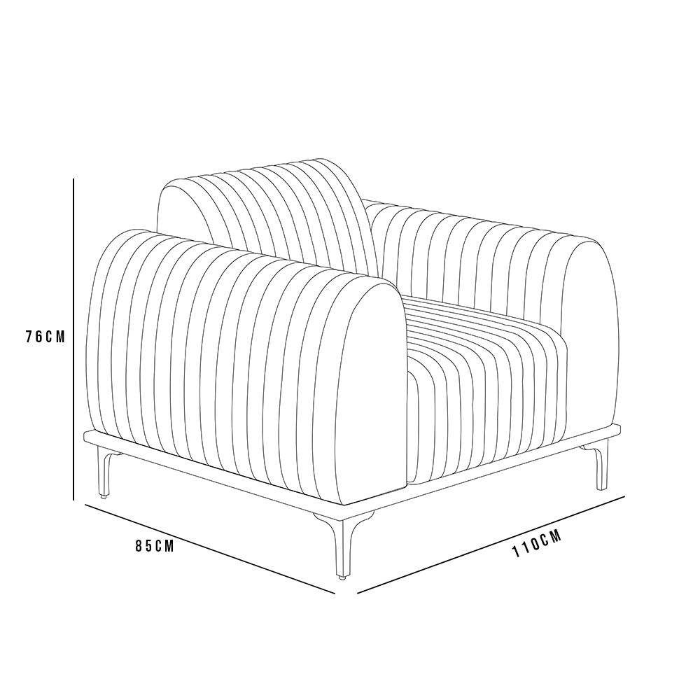 Kit Sofá 3 Lugares 180cm Com 2 Poltronas Molino Pés D'ouro D02 Linho Chumbo D-465 - Lyam Decor