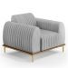 Kit Sofá 3 Lugares 180cm Com 2 Poltronas Molino Pés D'ouro D02 Linho Cinza D-315 - Lyam Decor