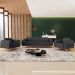 Kit Sofá 3 Lugares 180cm Com 2 Poltronas Molino Pés D'ouro D02 Linho Cinza Escuro C-416 - Lyam Decor