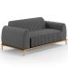 Kit Sofá 3 Lugares 180cm Com 2 Poltronas Molino Pés D'ouro D02 Linho Cinza Escuro C-416 - Lyam Decor