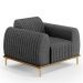 Kit Sofá 3 Lugares 180cm Com 2 Poltronas Molino Pés D'ouro D02 Linho Cinza Escuro C-416 - Lyam Decor