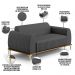Kit Sofá 3 Lugares 180cm Com 2 Poltronas Molino Pés D'ouro D02 Linho Cinza Escuro C-416 - Lyam Decor