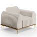 Kit Sofá 3 Lugares 180cm Com 2 Poltronas Molino Pés D'ouro D02 Linho Cru C-443 - Lyam Decor