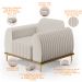 Kit Sofá 3 Lugares 180cm Com 2 Poltronas Molino Pés D'ouro D02 Linho Cru C-443 - Lyam Decor