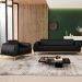 Kit Sofá 3 Lugares 180cm Com Poltrona Molino Pés D'ouro D02 Couríssimo Preto B-159 - Lyam Decor