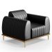 Kit Sofá 3 Lugares 210cm Com 2 Poltronas Molino Pés D'ouro D02 Couríssimo Preto B-159 - Lyam Decor