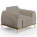 Kit Sofá 3 Lugares 210cm Com 2 Poltronas Molino Pés D'ouro D02 Linho Bege C-107 - Lyam Decor