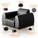 Kit Sofá 3 Lugares 210cm Com Poltrona Molino Pés D'ouro D02 Couríssimo Preto B-159 - Lyam Decor
