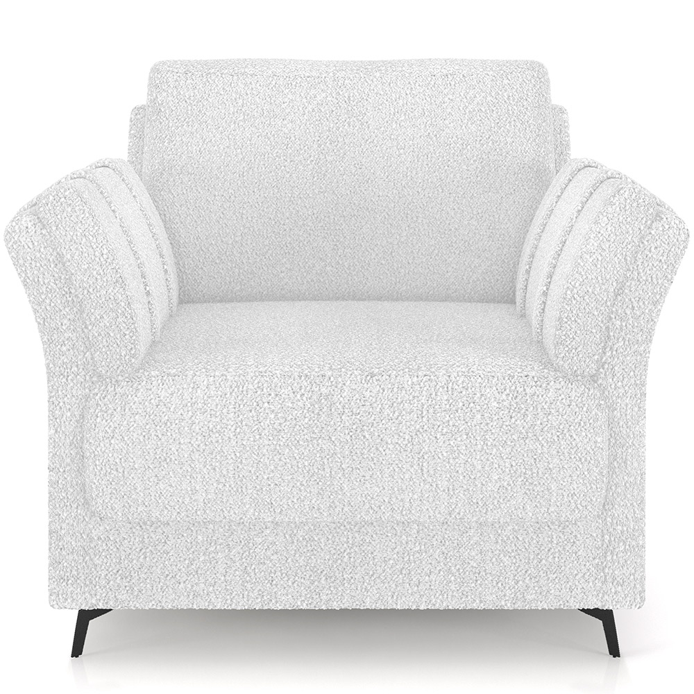 Kit Sofá 3 Lugares 223cm com 01 Poltrona Álamo M03 Bouclê Branco - Lyam Decor