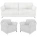 Kit Sofá 3 Lugares 223cm com 02 Poltronas Álamo M03 Bouclê Branco - Lyam Decor