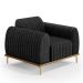Kit Sofá 3 Lugares Sala Estar 180cm E Poltrona Molino Pés D'ouro D02 Linho Chumbo D-465 - Lyam Decor
