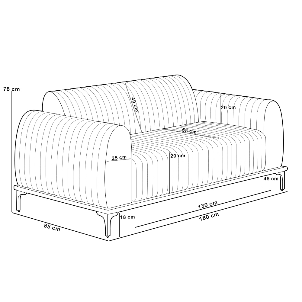 Kit Sofá 3 Lugares Sala Estar 180cm E Poltrona Molino Pés D'ouro D02 Linho Chumbo D-465 - Lyam Decor