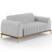 Kit Sofá 3 Lugares Sala Estar 210cm E Poltrona Molino Pés D'ouro D02 Linho Cinza D-315 - Lyam Decor